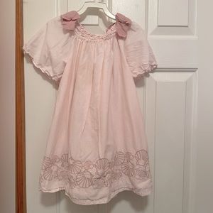 Maggie & Zoe size 3T pastel pink lined cotton dress w/seashells embroidery